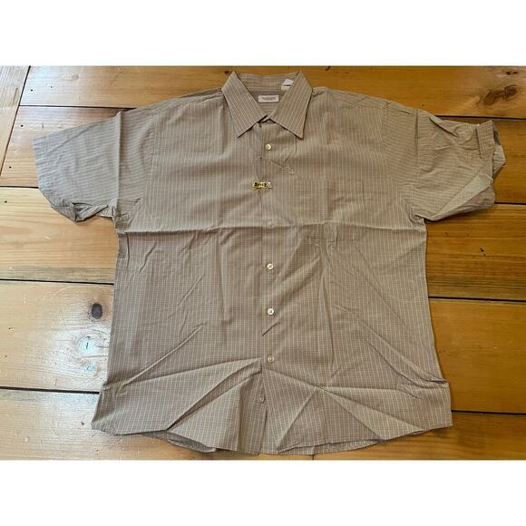 Vintage Van Heusen Men's Plaid Shirt - Brown/Tan - Size Large - Picture 1 of 6